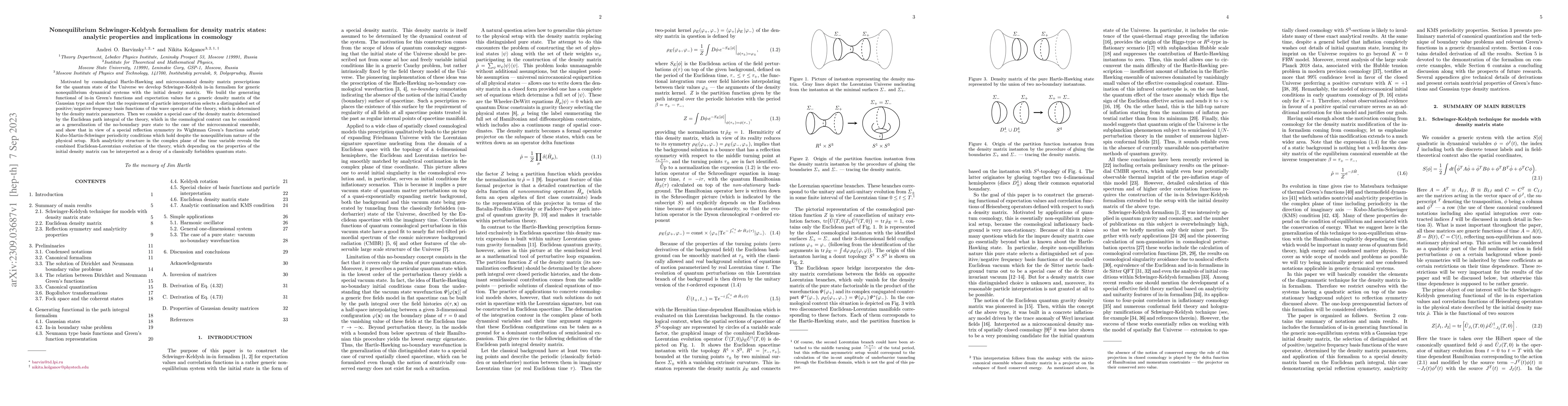 Thumbnail for Nonequilibrium Schwinger-Keldysh formalism for density matrix states:
  analytic properties and implications in cosmology