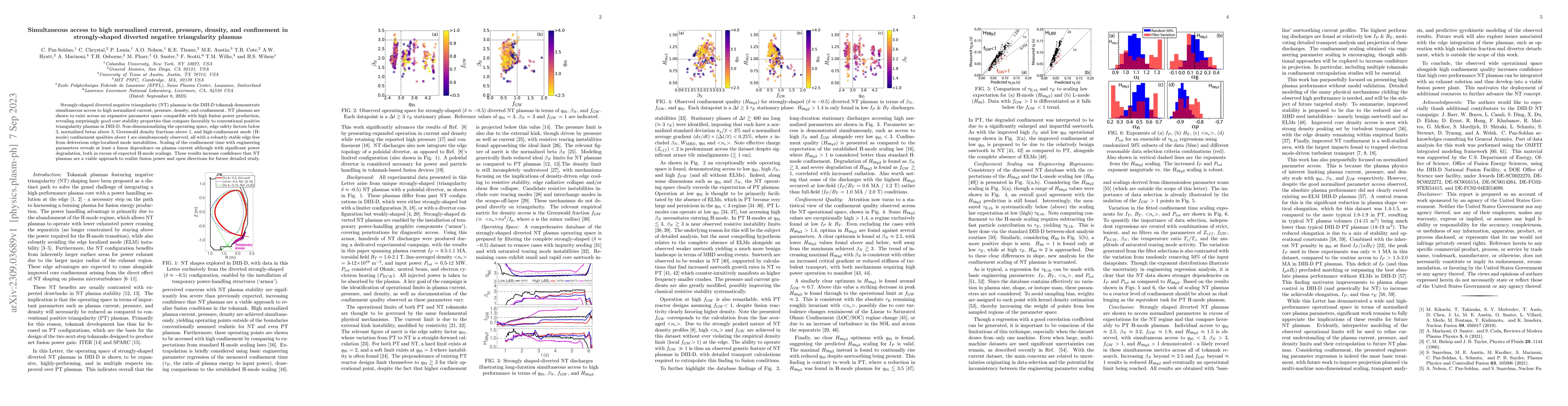 Thumbnail for Simultaneous access to high normalized current, pressure, density, and
  confinement in strongly-shaped diverted negative triangularity plasmas