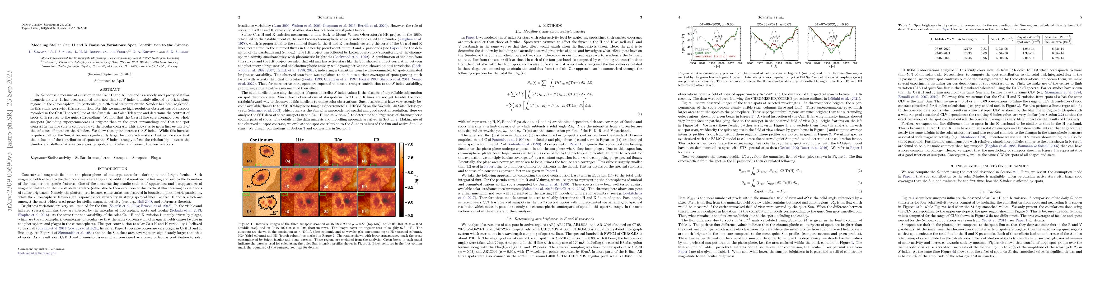 Thumbnail for Modeling Stellar CaII H & K Emission Variations: Spot Contribution to
  the S-index