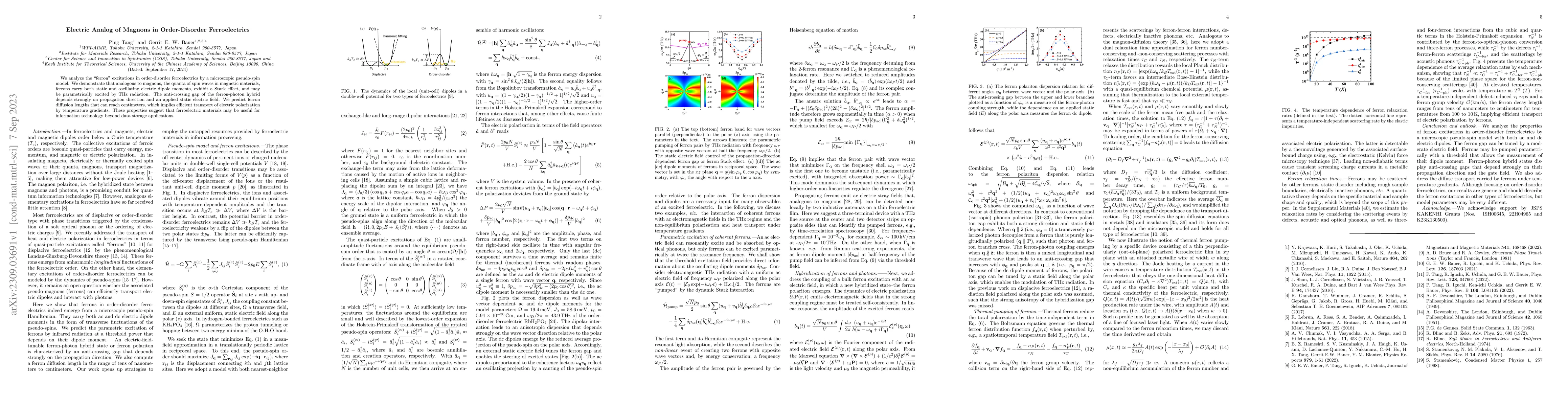Thumbnail for Electric Analog of Magnons in Order-Disorder Ferroelectrics