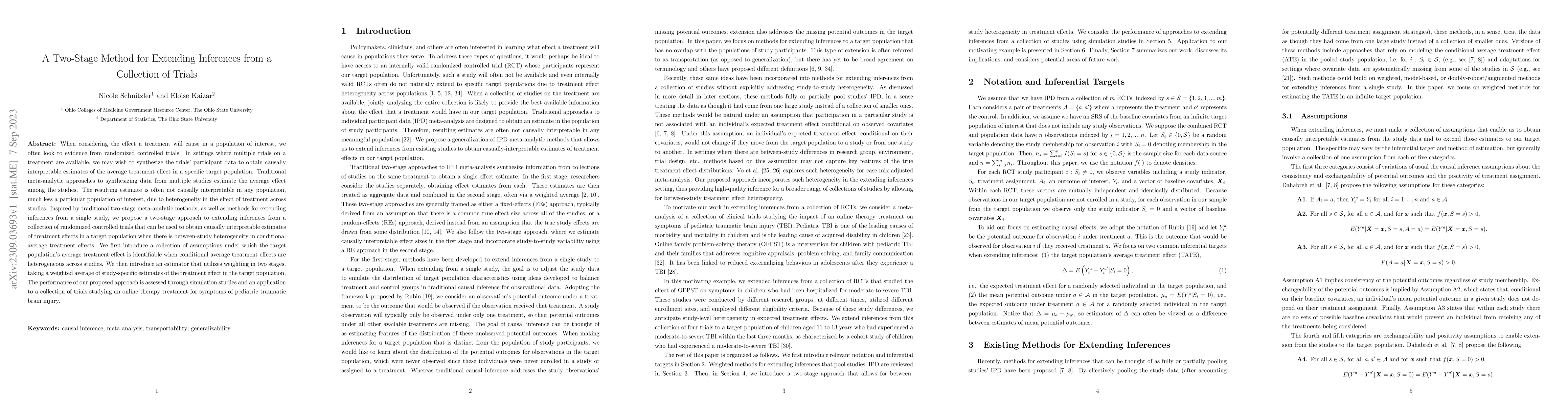 Thumbnail for A Two-Stage Method for Extending Inferences from a Collection of Trials