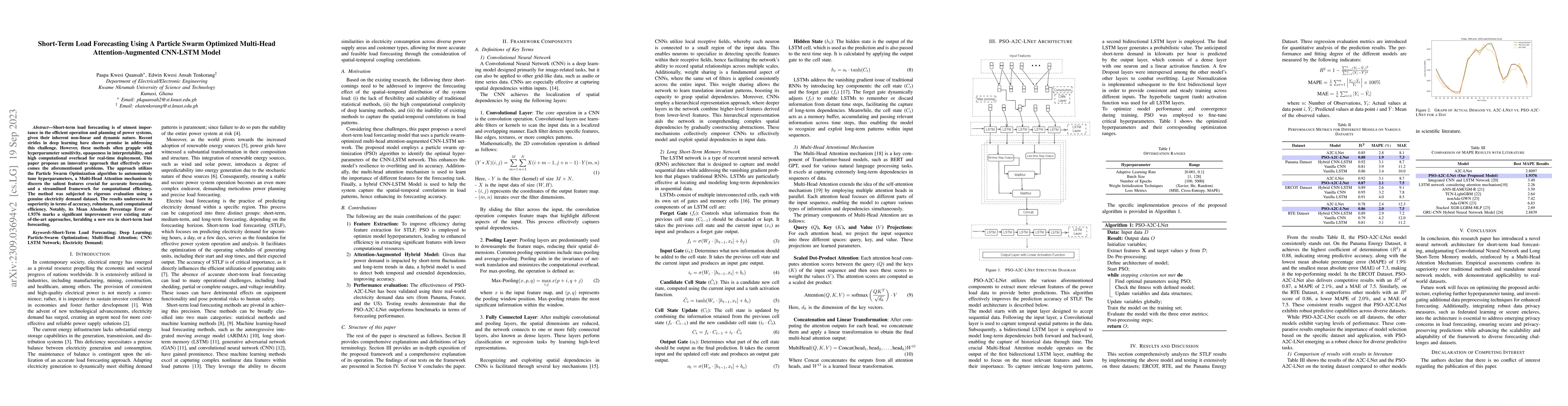 Thumbnail for Short-Term Load Forecasting Using A Particle-Swarm Optimized Multi-Head
  Attention-Augmented CNN-LSTM Network