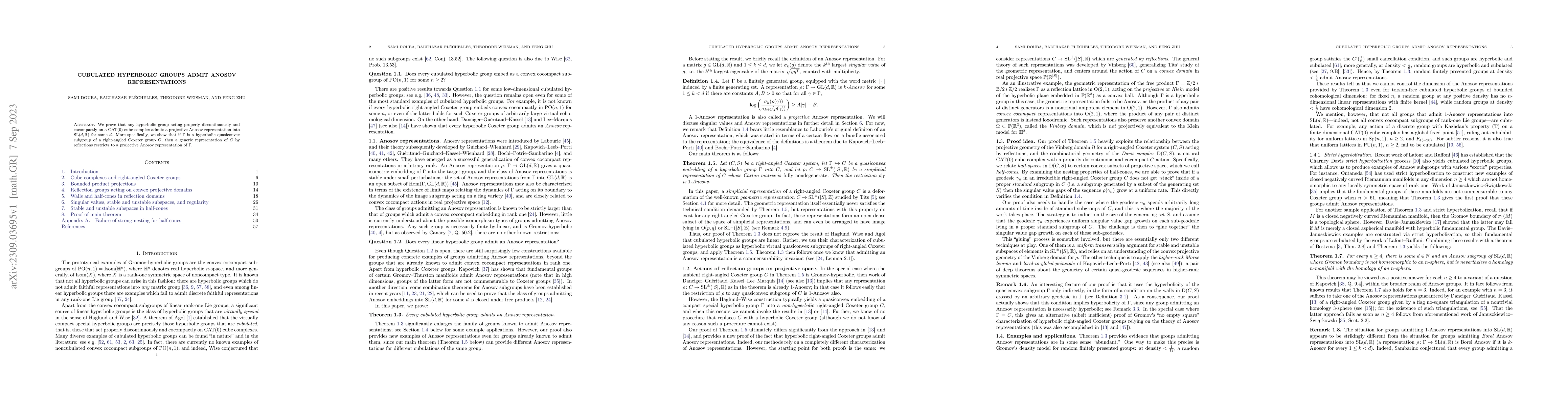 Thumbnail for Cubulated hyperbolic groups admit Anosov representations