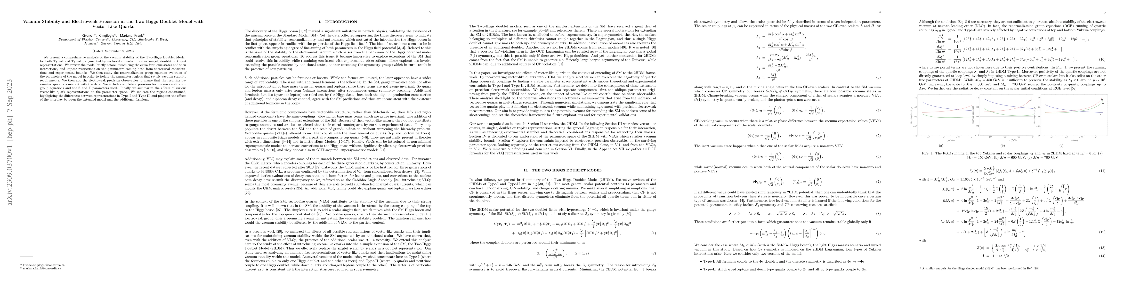 Thumbnail for Vacuum Stability and Electroweak Precision in the Two Higgs Doublet
  Model with Vector-Like Quarks
