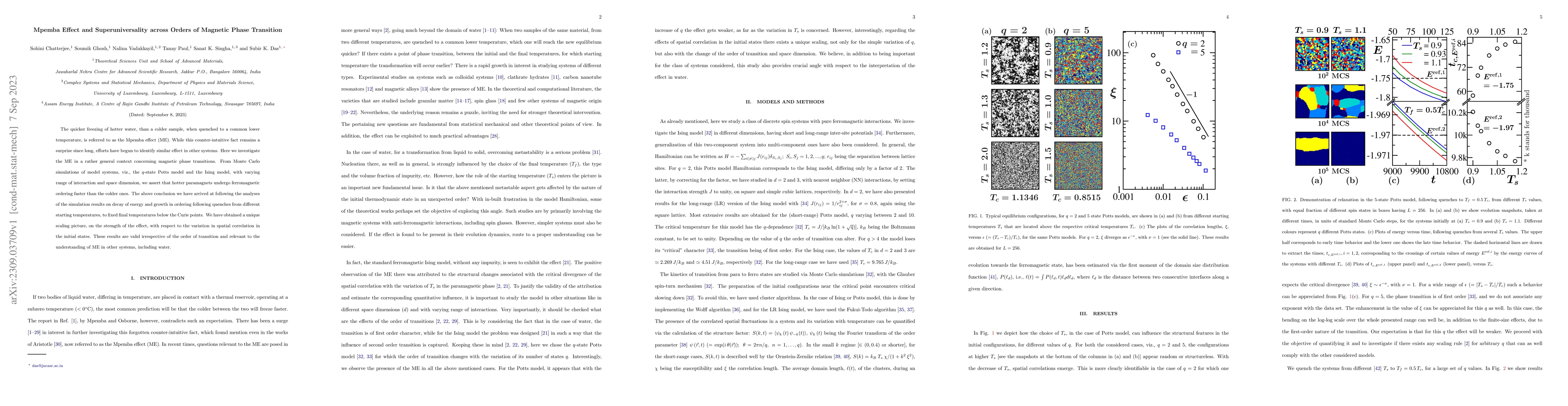 Thumbnail for Mpemba Effect and Superuniversality across Orders of Magnetic Phase
  Transition