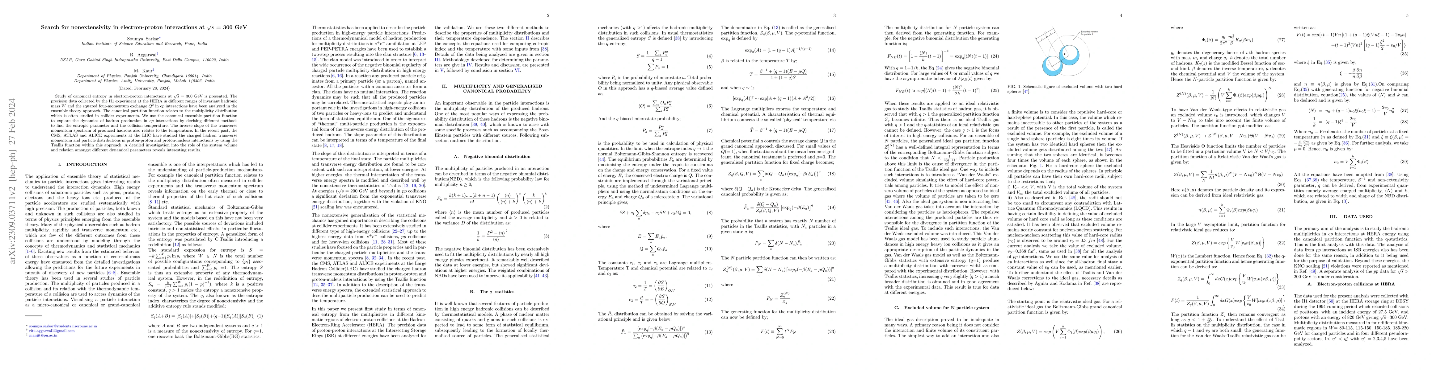 Thumbnail for Search for nonextensivity in electron-proton interactions at $\sqrt{s}$
  = 300 GeV