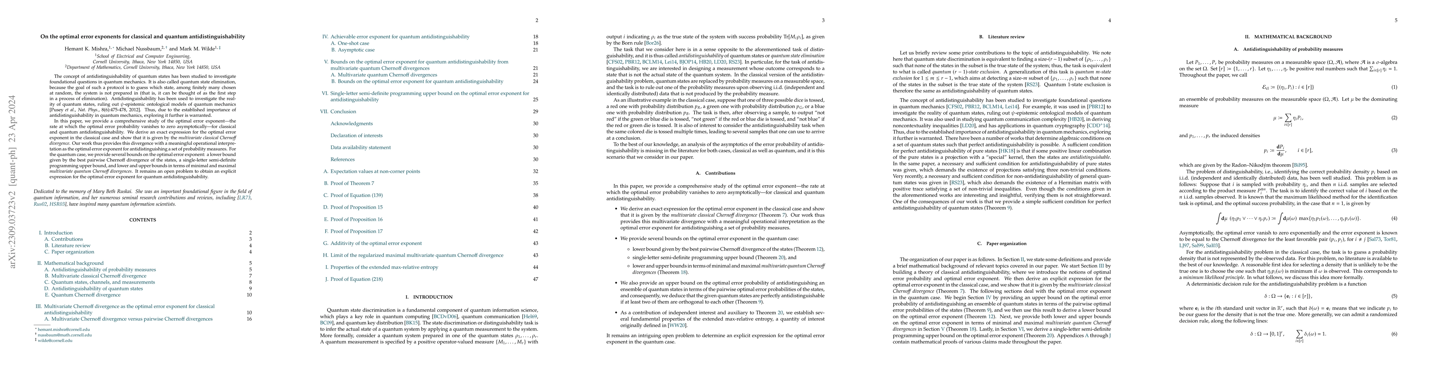 Thumbnail for On the optimal error exponents for classical and quantum
  antidistinguishability