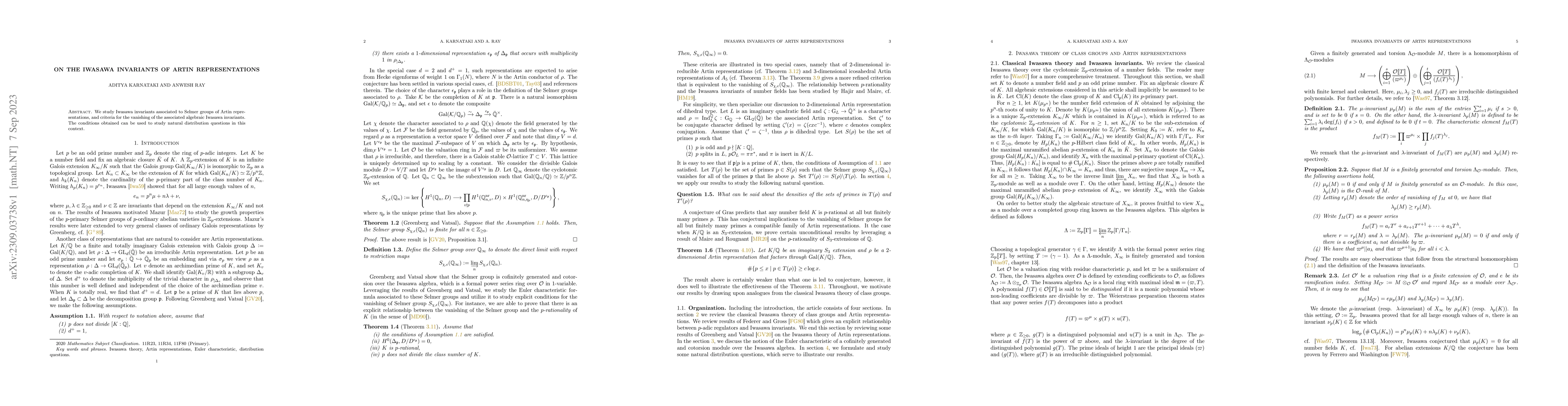 Thumbnail for On the Iwasawa invariants of Artin representations