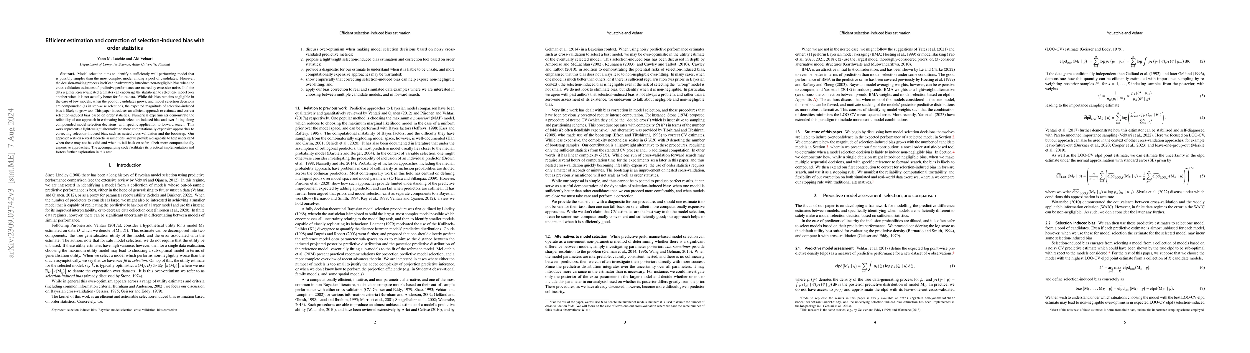 Thumbnail for Efficient estimation and correction of selection-induced bias with order
  statistics