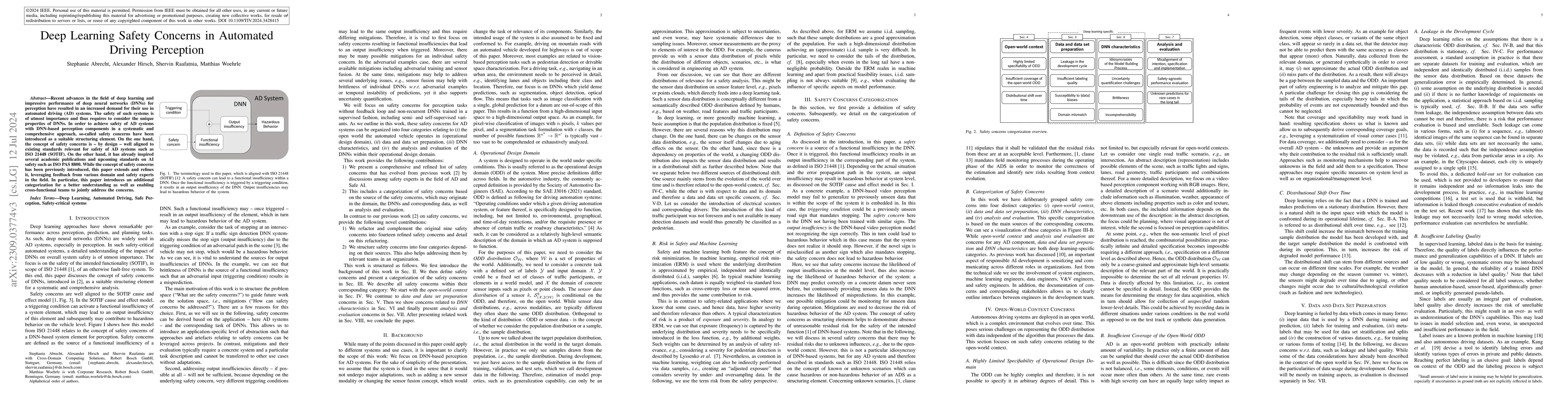 Thumbnail for Deep Learning Safety Concerns in Automated Driving Perception