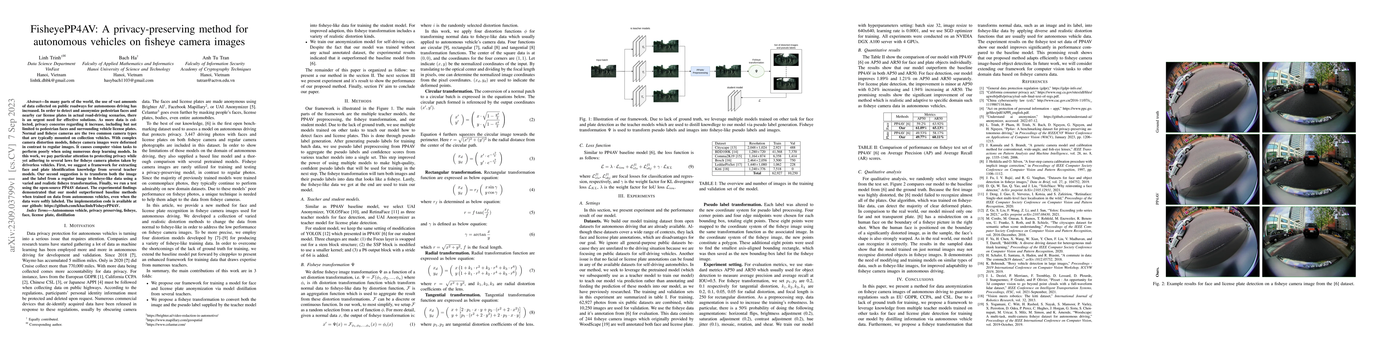 Thumbnail for FisheyePP4AV: A privacy-preserving method for autonomous vehicles on
  fisheye camera images