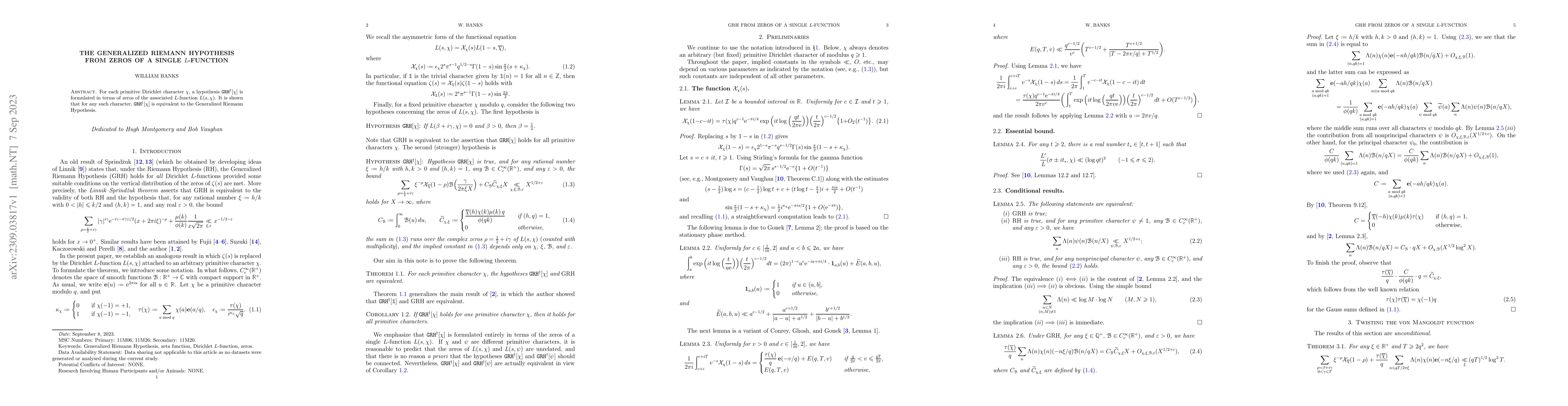 Thumbnail for The Generalized Riemann Hypothesis from zeros of a single L-function