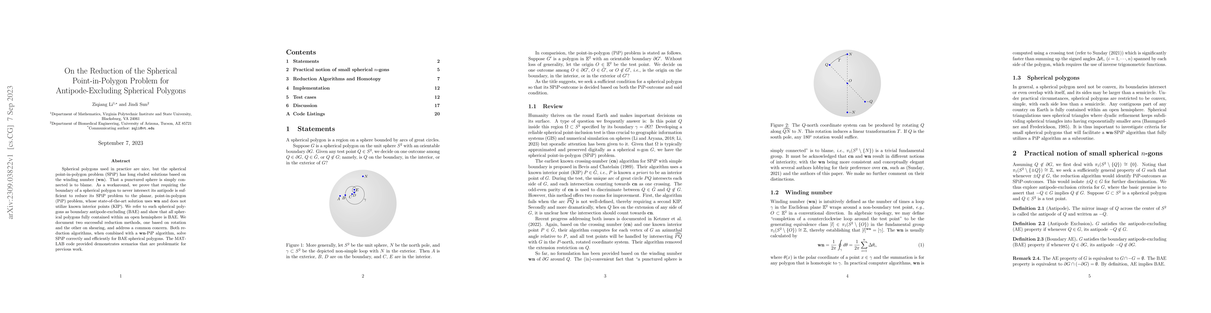 Thumbnail for On the Reduction of the Spherical Point-in-Polygon Problem for
  Antipode-Excluding Spherical Polygons