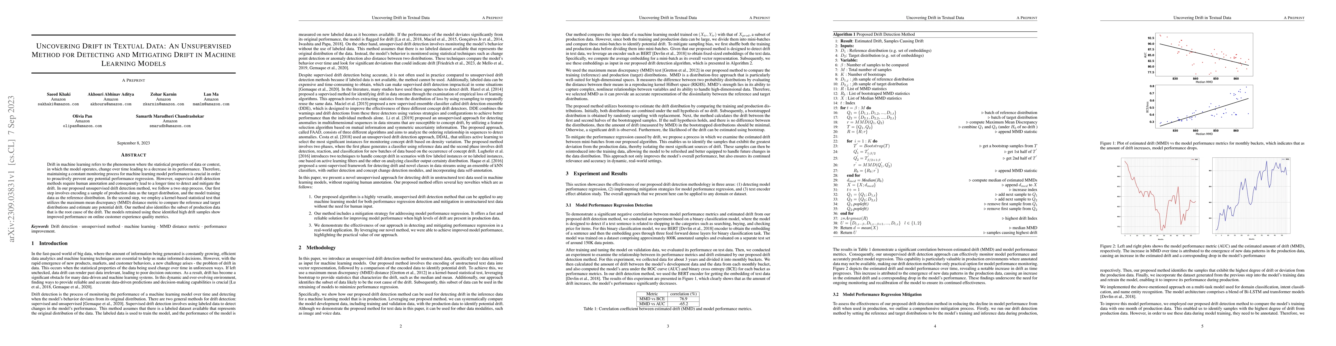 Thumbnail for Uncovering Drift in Textual Data: An Unsupervised Method for Detecting
  and Mitigating Drift in Machine Learning Models