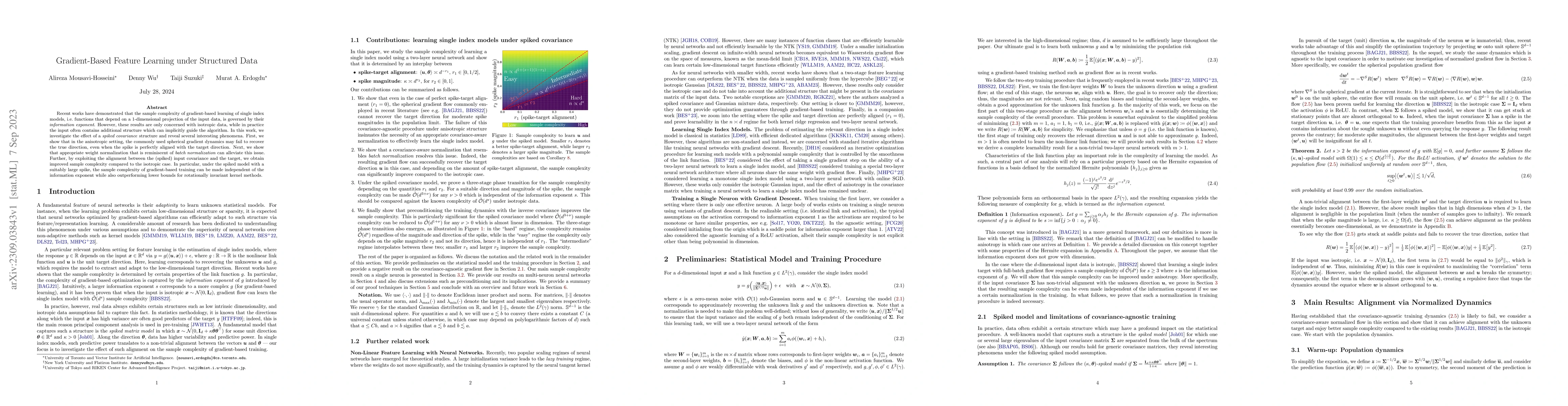 Thumbnail for Gradient-Based Feature Learning under Structured Data
