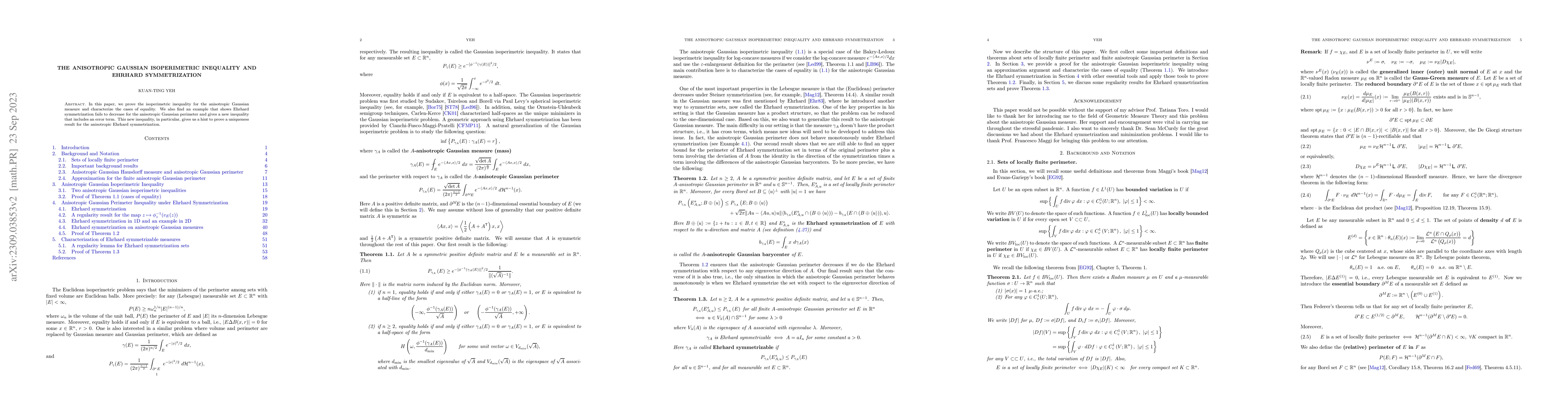 Thumbnail for The Anisotropic Gaussian Isoperimetric Inequality and Ehrhard
  Symmetrization
