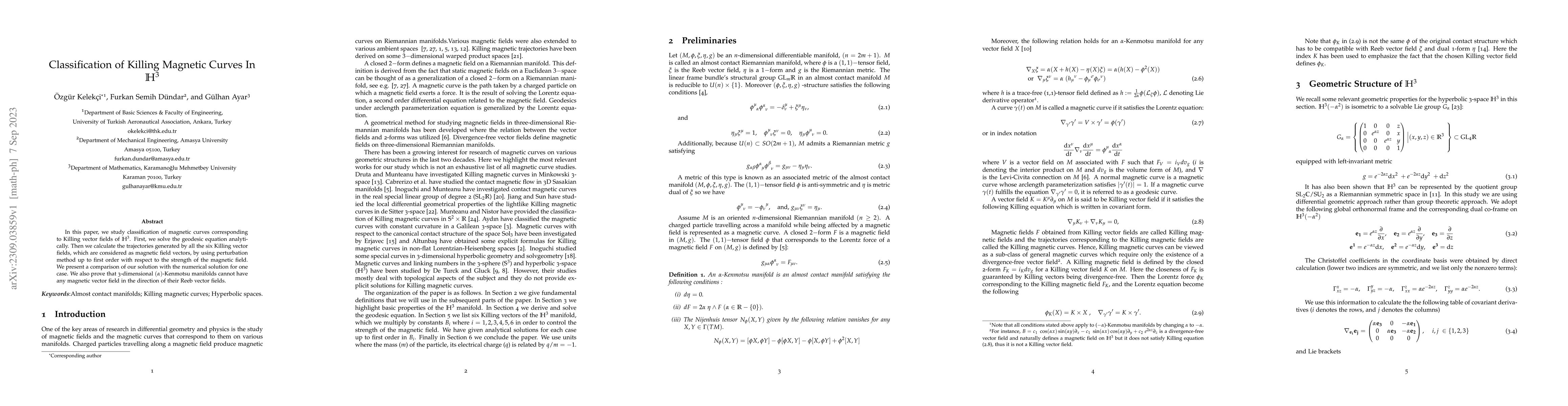 Thumbnail for Classification of Killing Magnetic Curves In H^3