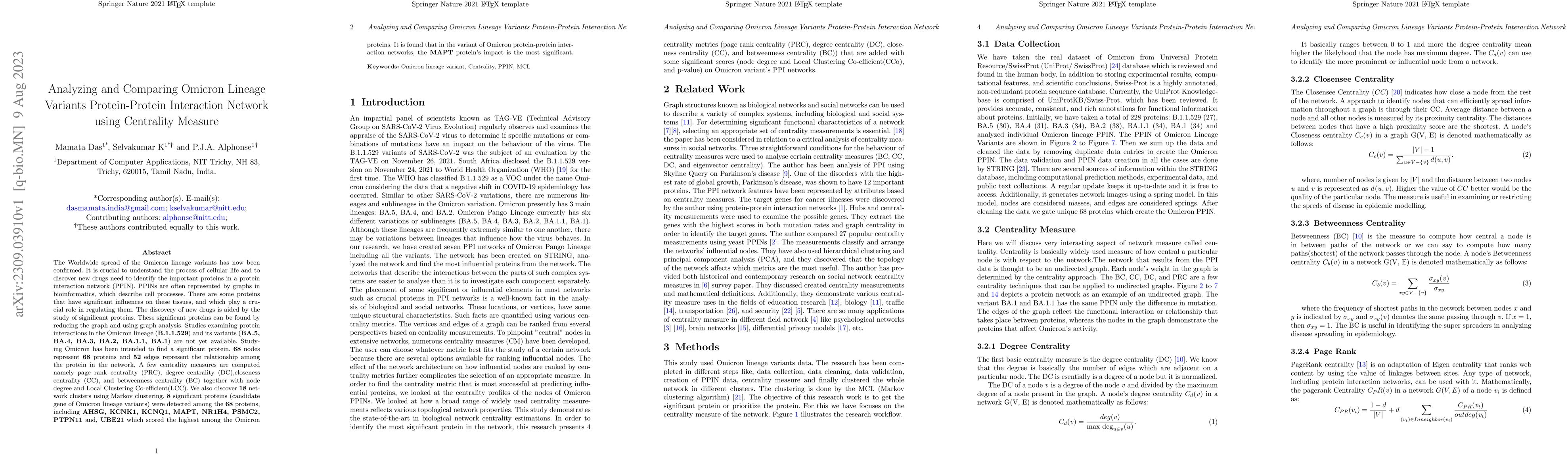 Thumbnail for Analyzing and Comparing Omicron Lineage Variants Protein-Protein
  Interaction Network using Centrality Measure