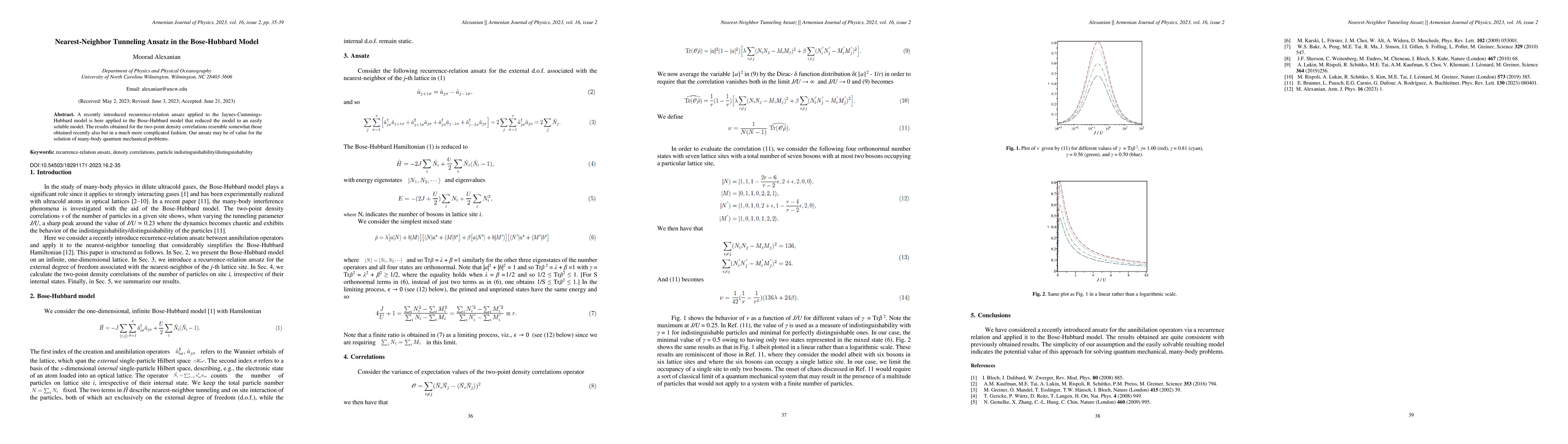 Thumbnail for Nearest-Neighbor Tunneling Ansatz in the Bose-Hubbard Mode