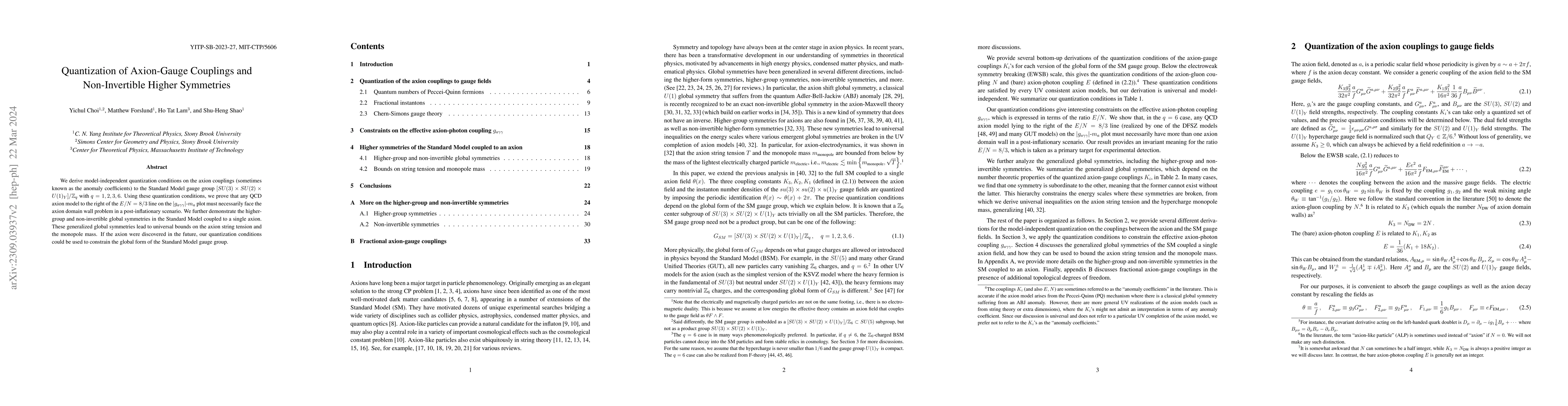 Thumbnail for Quantization of Axion-Gauge Couplings and Non-Invertible Higher
  Symmetries