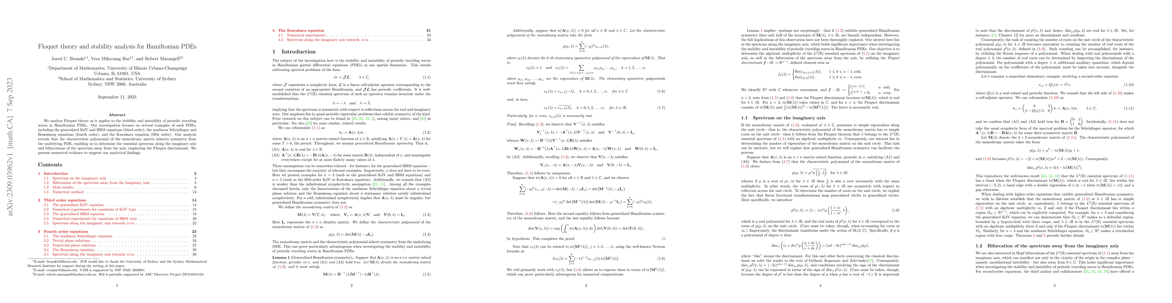 Thumbnail for Floquet theory and stability for Hamiltonian partial differential
  equations