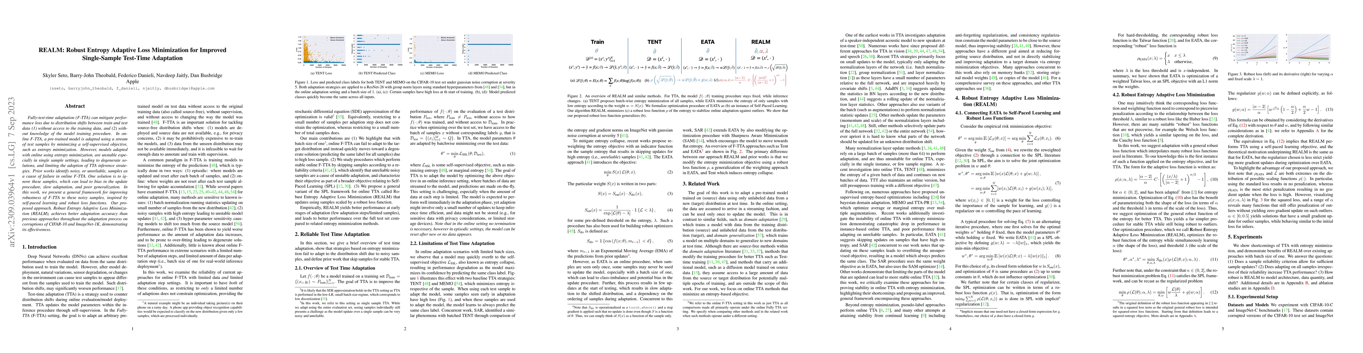 Thumbnail for REALM: Robust Entropy Adaptive Loss Minimization for Improved
  Single-Sample Test-Time Adaptation