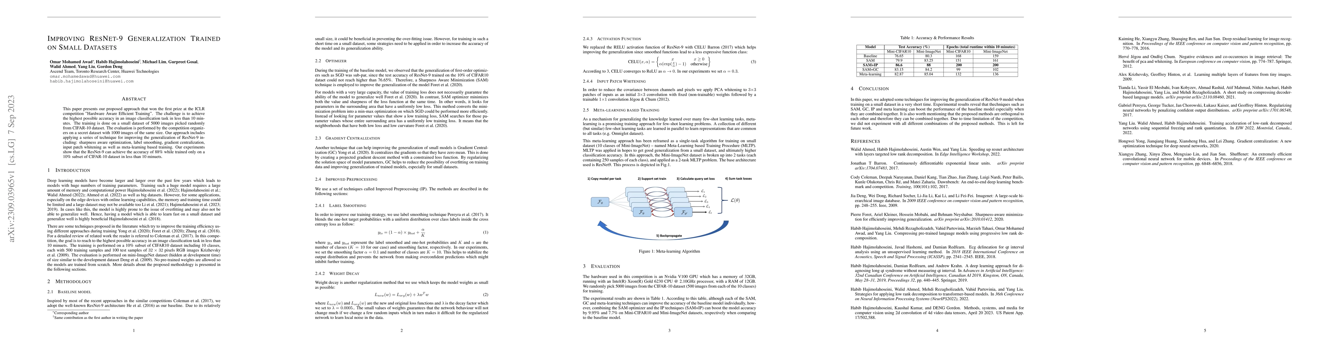 Thumbnail for Improving Resnet-9 Generalization Trained on Small Datasets
