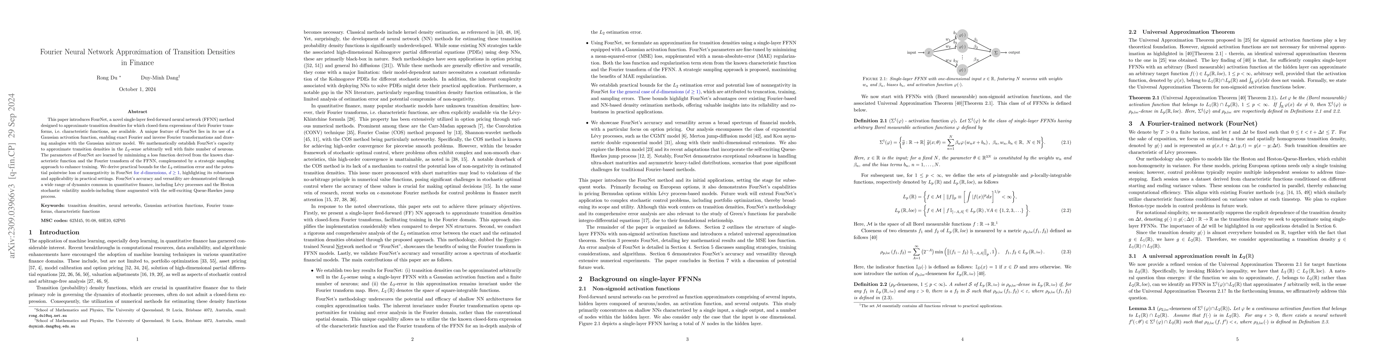 Thumbnail for Fourier Neural Network Approximation of Transition Densities in Finance