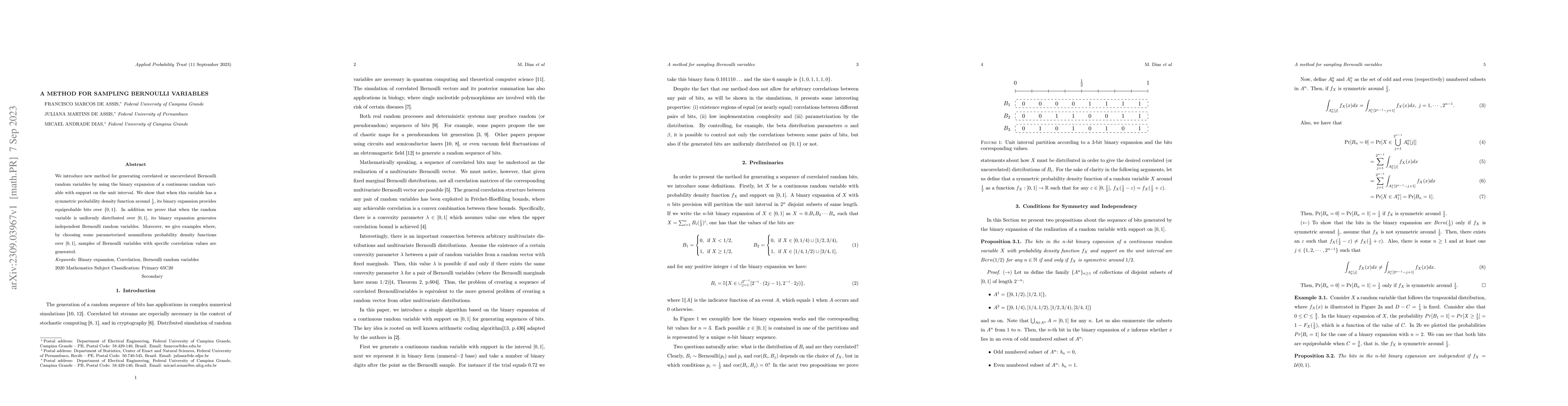 Thumbnail for A method for Sampling Bernoulli Variables