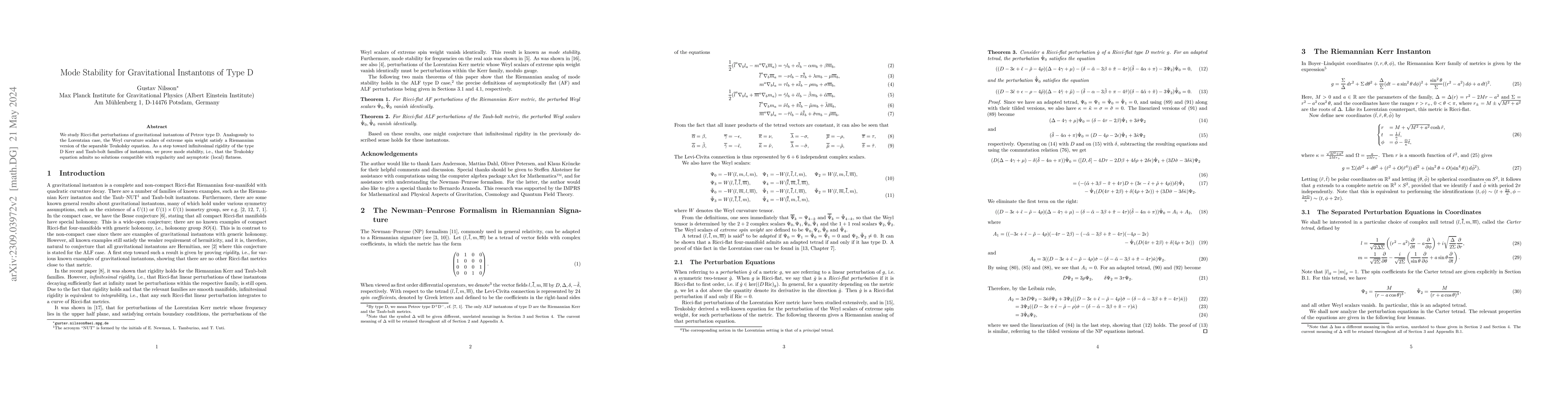 Thumbnail for Mode Stability for Gravitational Instantons of Type D