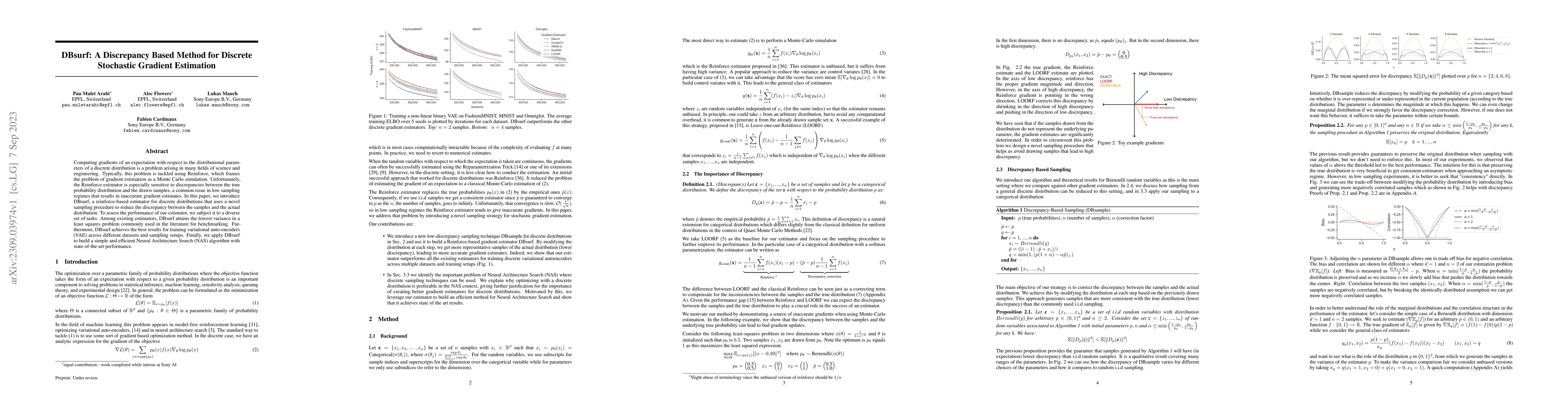 Thumbnail for DBsurf: A Discrepancy Based Method for Discrete Stochastic Gradient
  Estimation