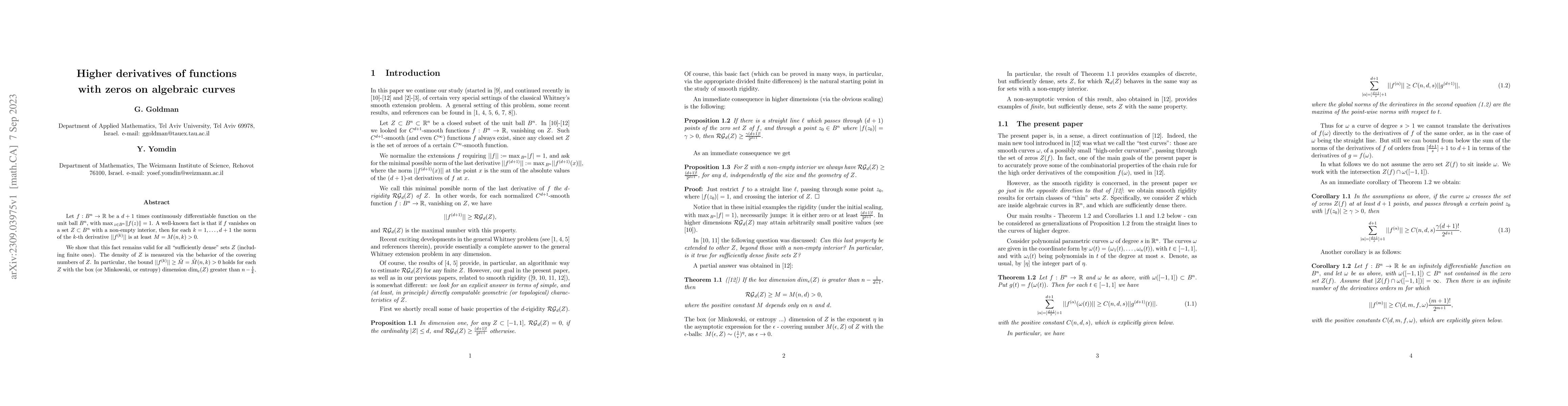 Thumbnail for Higher derivatives of functions with zeros on algebraic curves