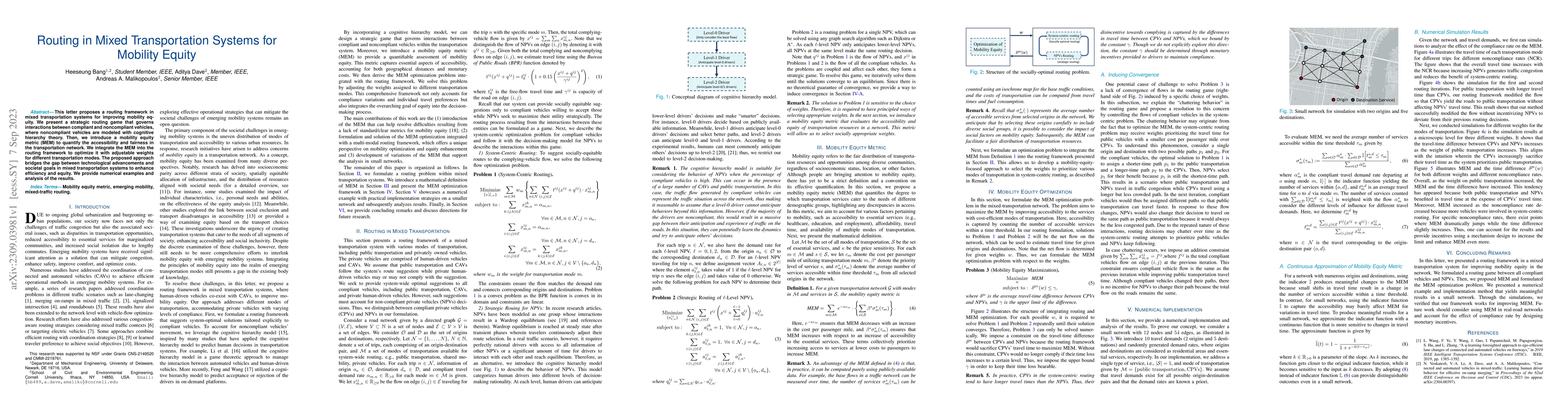 Thumbnail for Routing in Mixed Transportation Systems for Mobility Equity