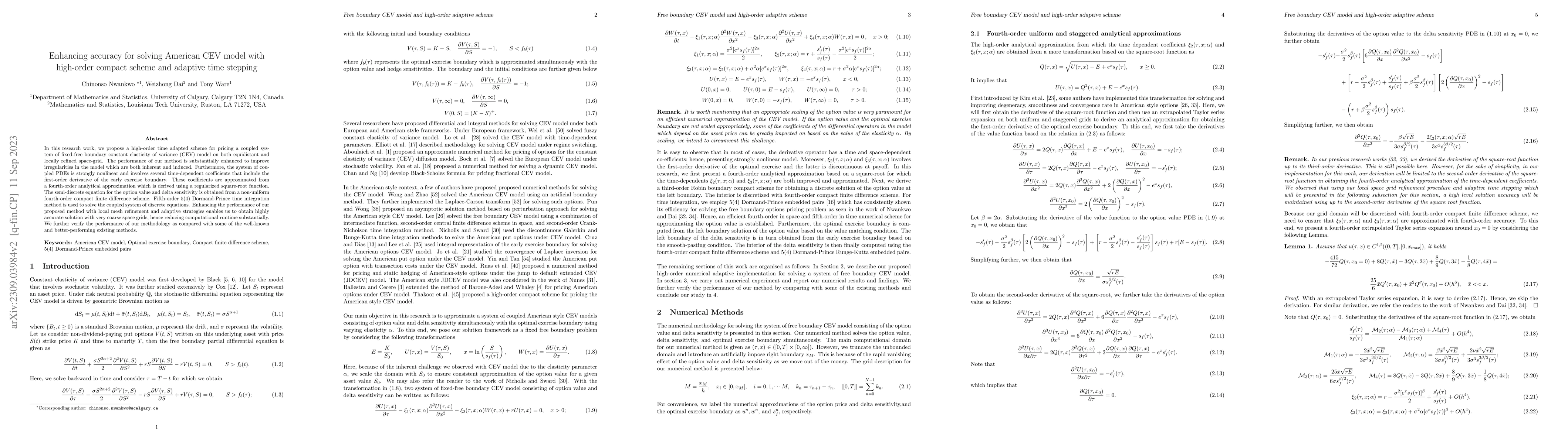 Thumbnail for Enhancing accuracy for solving American CEV model with high-order
  compact scheme and adaptive time stepping