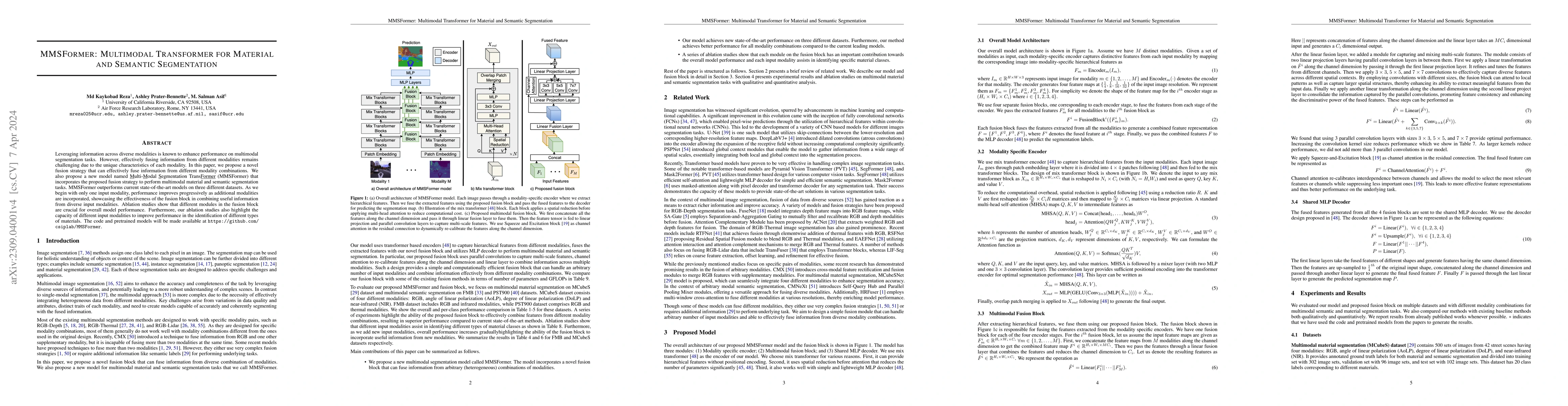 Thumbnail for MMSFormer: Multimodal Transformer for Material and Semantic Segmentation