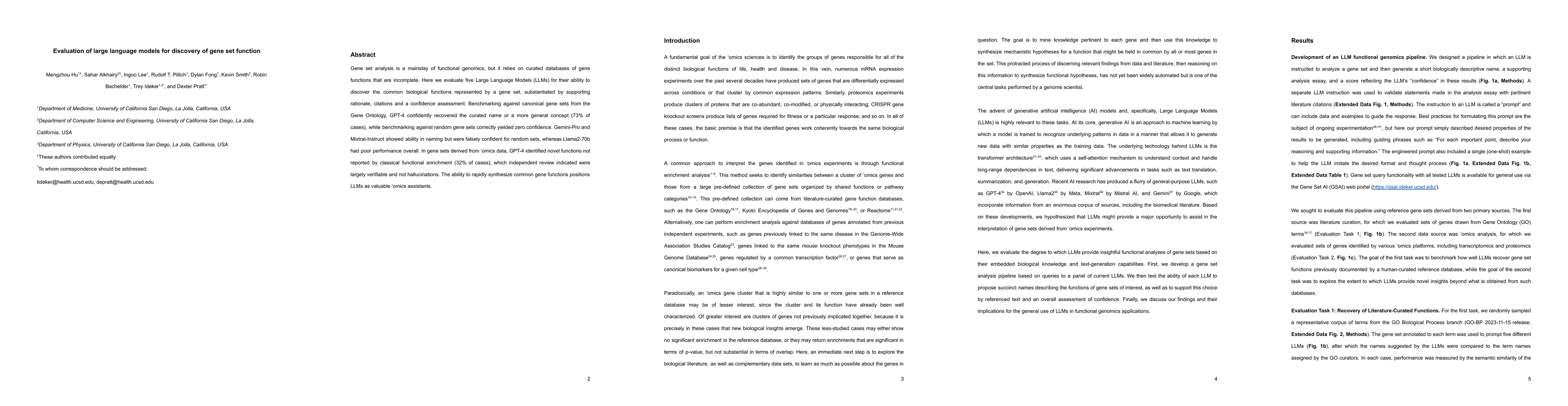 Thumbnail for Evaluation of large language models for discovery of gene set function