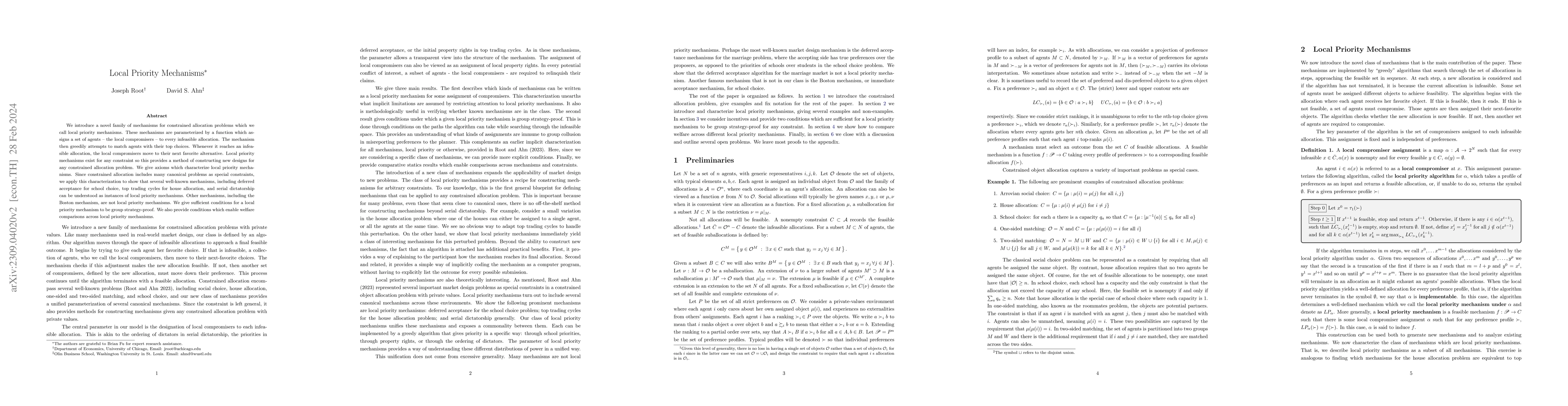 Thumbnail for Local Priority Mechanisms