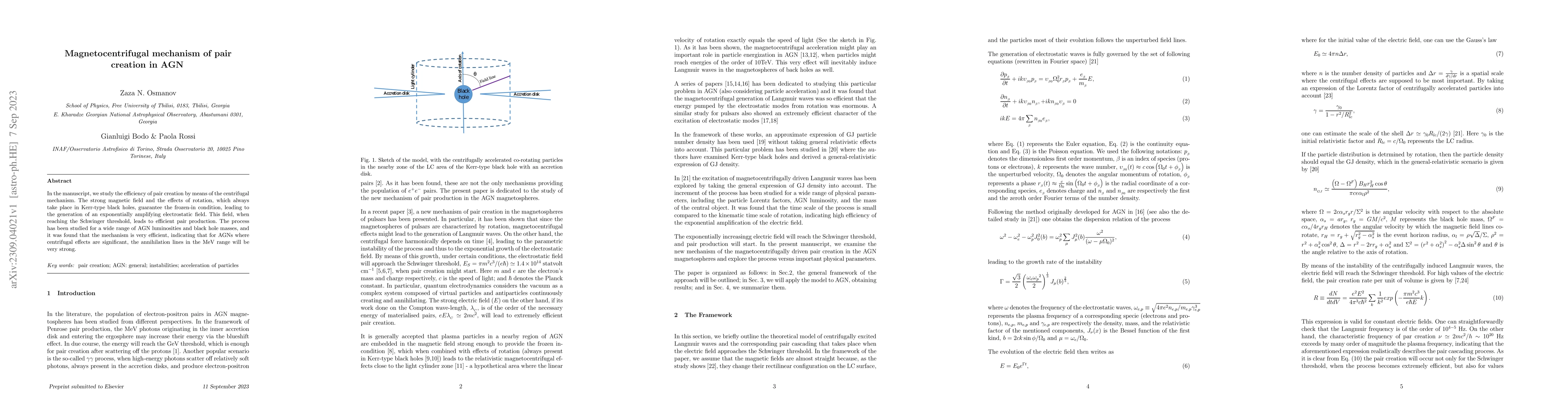 Thumbnail for Magnetocentrifugal mechanism of pair creation in AGN