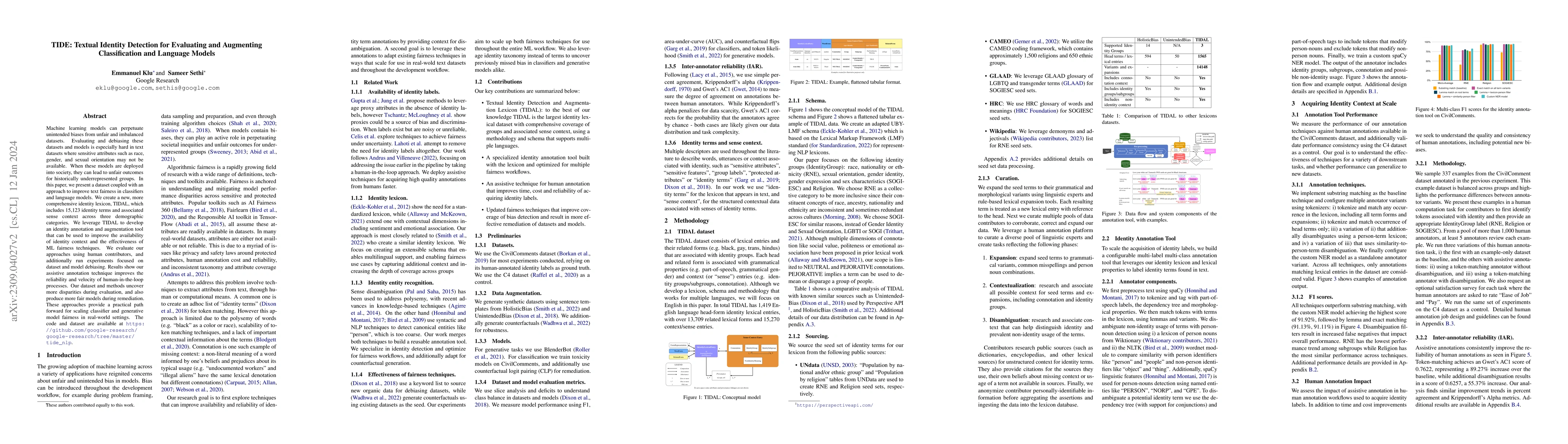Thumbnail for TIDE: Textual Identity Detection for Evaluating and Augmenting
  Classification and Language Models