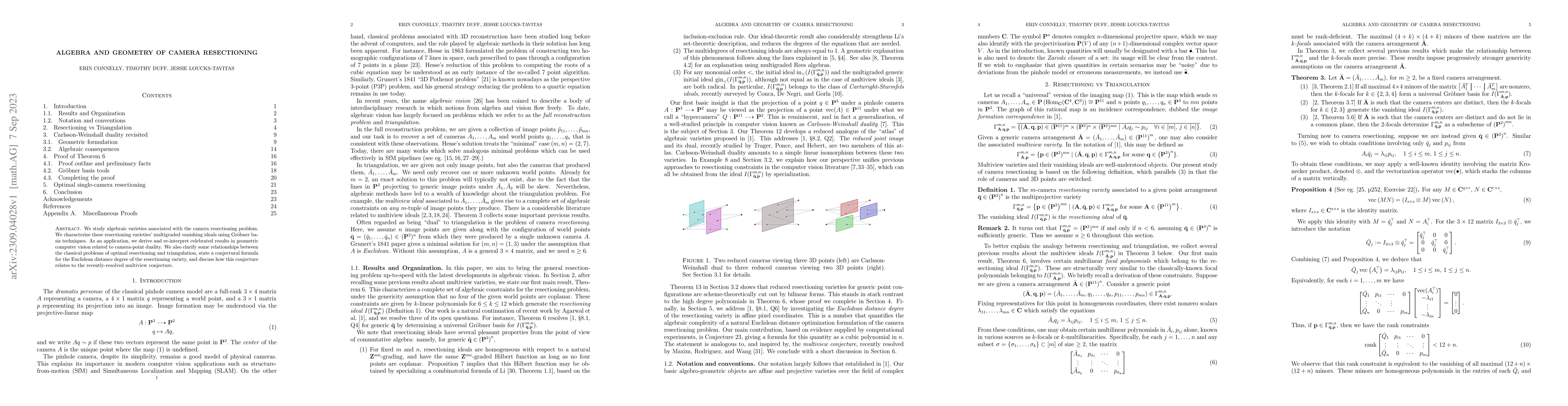 Thumbnail for Algebra and Geometry of Camera Resectioning