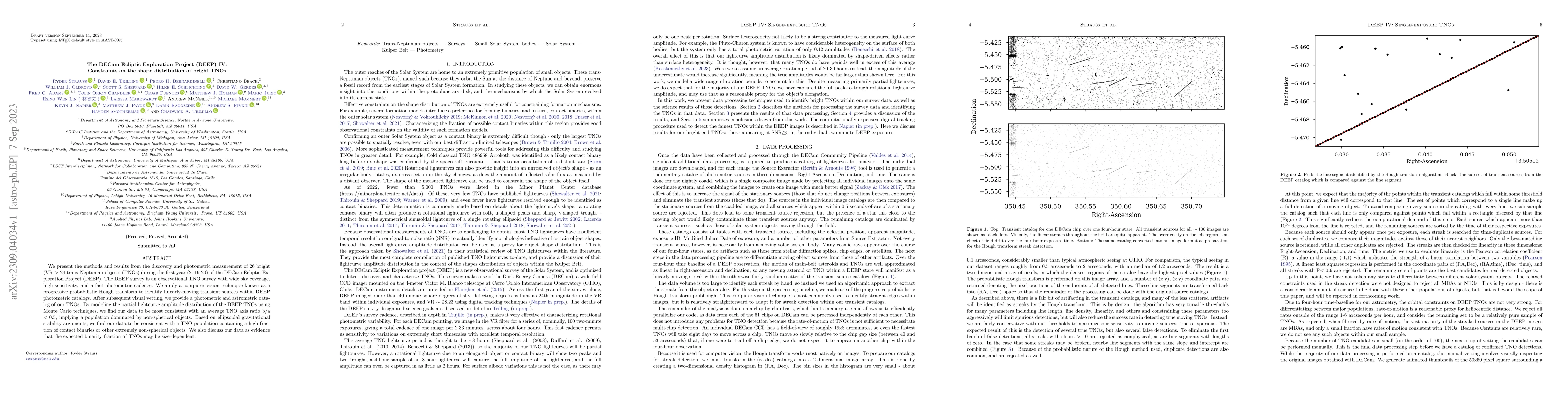 Thumbnail for The DECam Ecliptic Exploration Project (DEEP) IV: Constraints on the
  shape distribution of bright TNOs