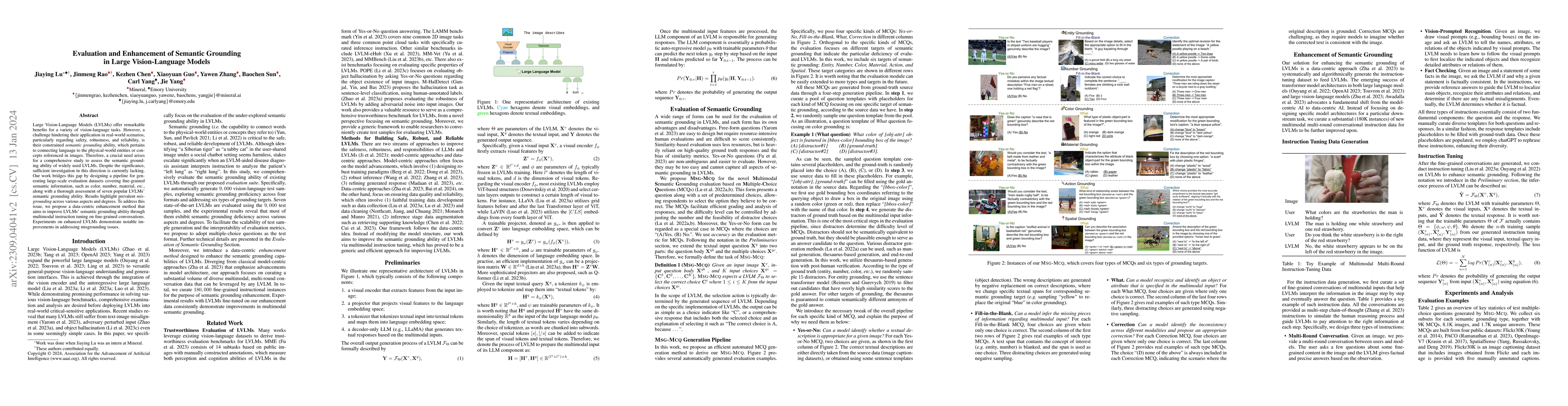 Thumbnail for Evaluation and Enhancement of Semantic Grounding in Large
  Vision-Language Models
