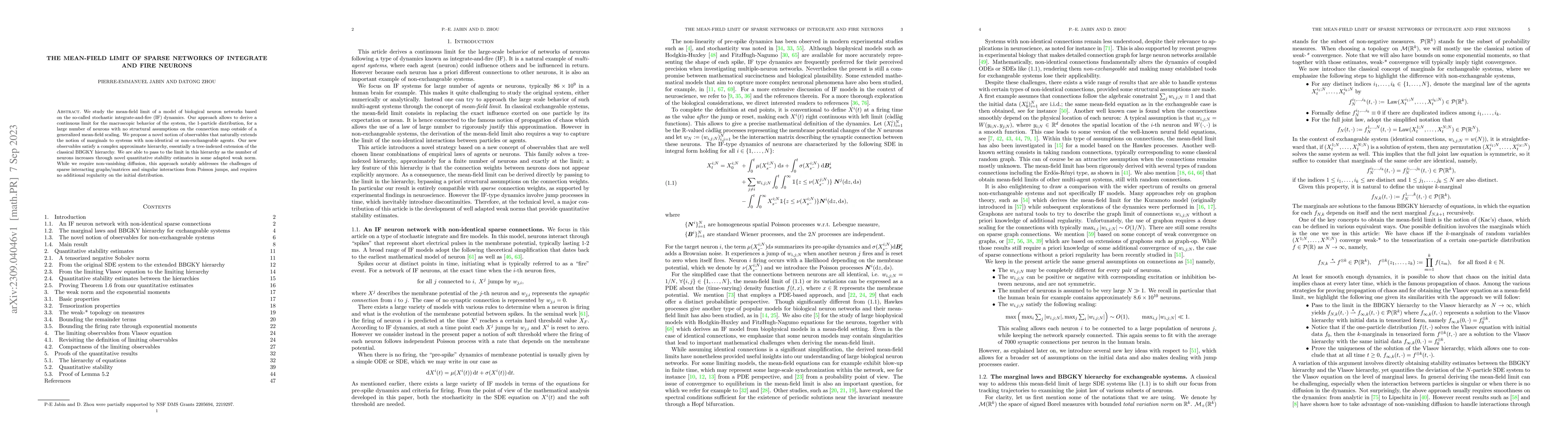 Thumbnail for The mean-field Limit of sparse networks of integrate and fire neurons