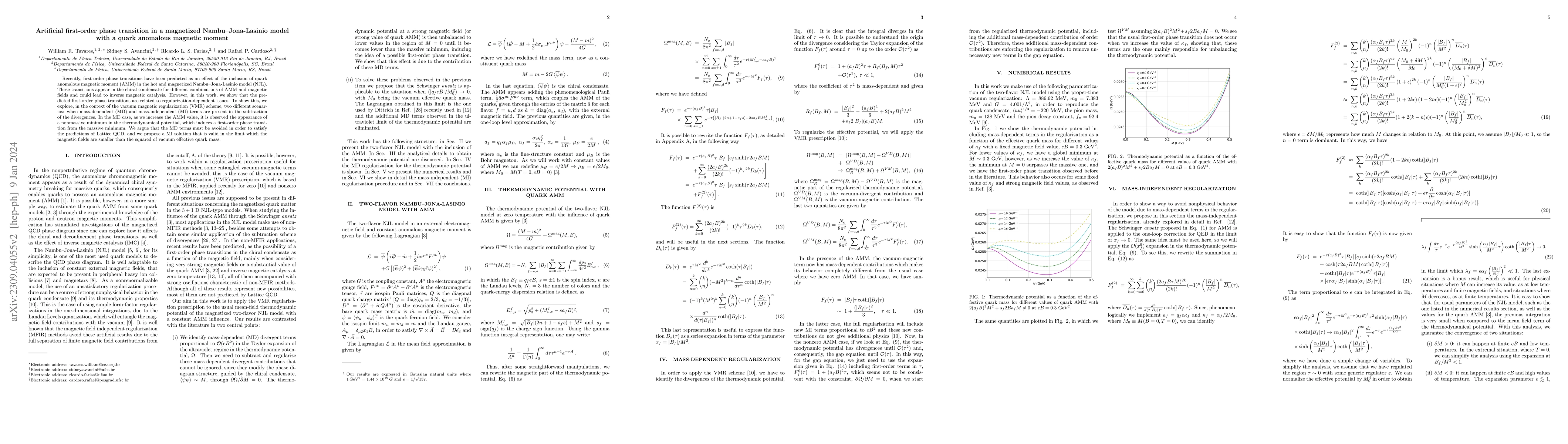 Thumbnail for Artificial first-order phase transition in a magnetized
  Nambu--Jona-Lasinio model with a quark anomalous magnetic moment