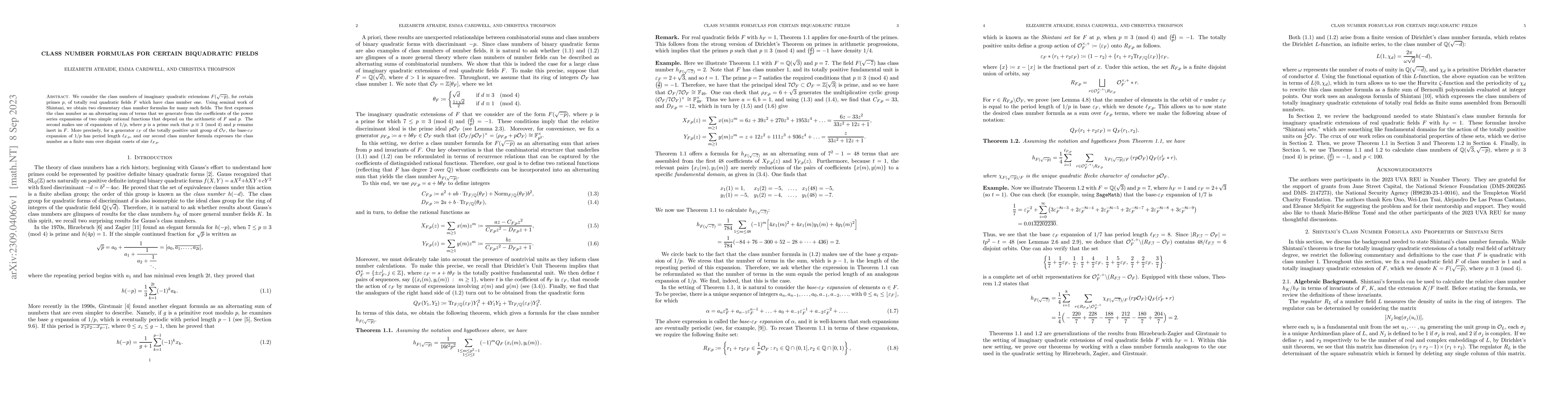 Thumbnail for Class Number Formulas for Certain Biquadratic Fields