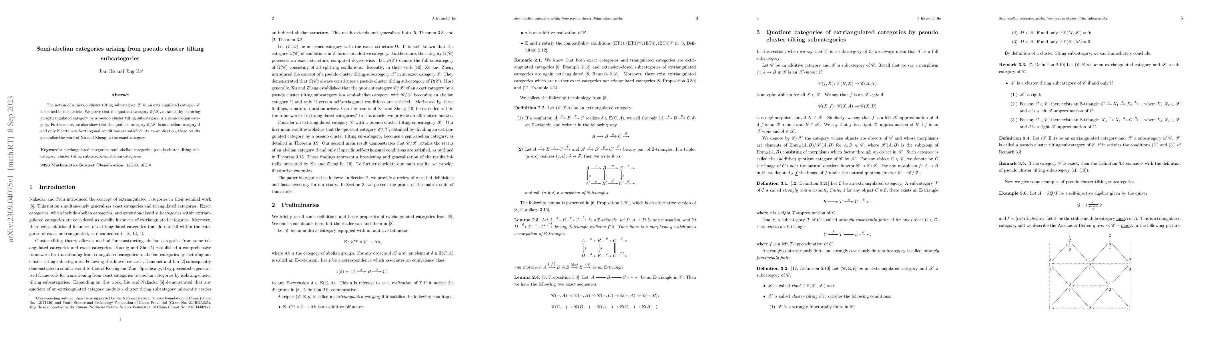 Thumbnail for Semi-abelian categories arising from pseudo cluster tilting
  subcategories