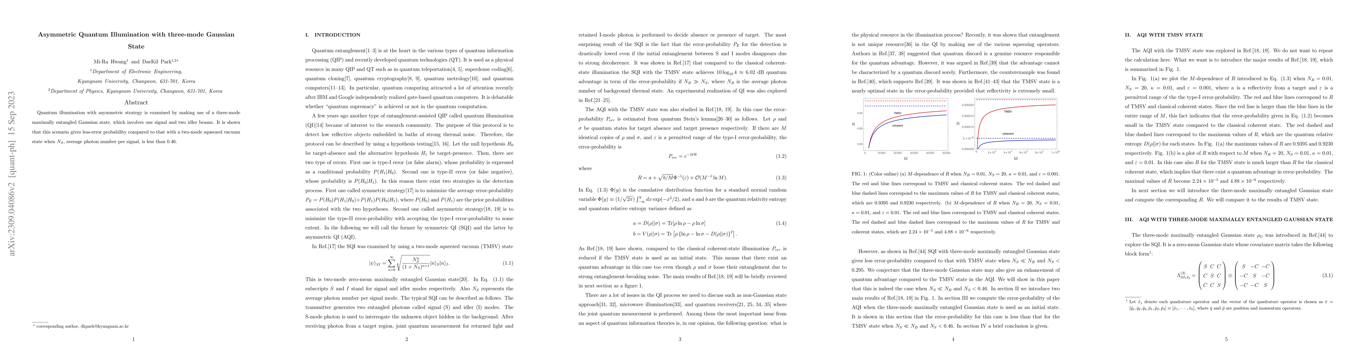 Thumbnail for Asymmetric Quantum Illumination with three-mode Gaussian State