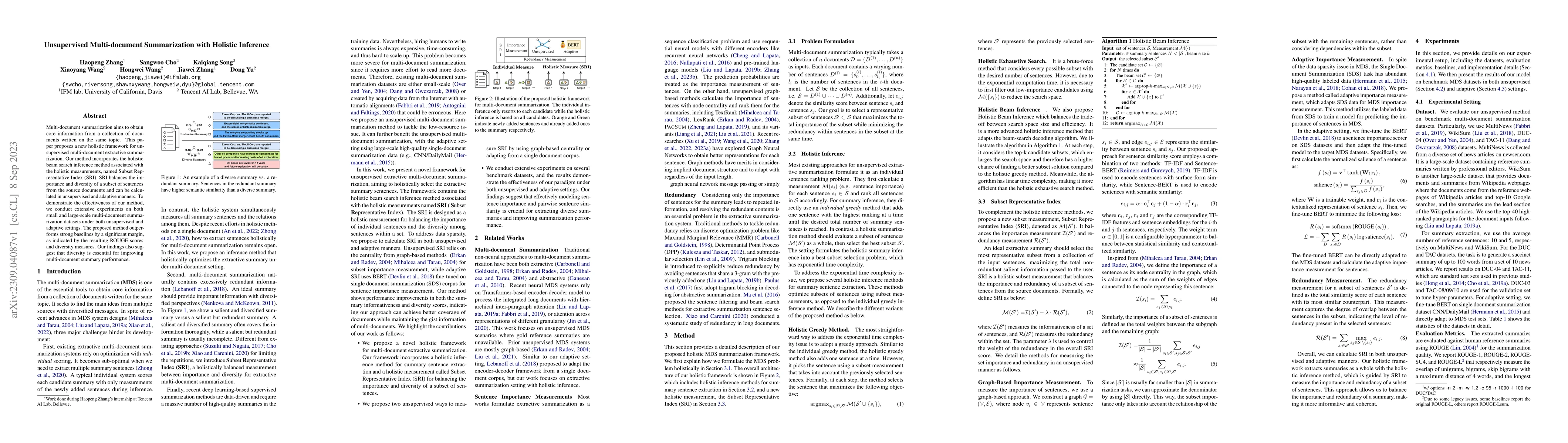Thumbnail for Unsupervised Multi-document Summarization with Holistic Inference