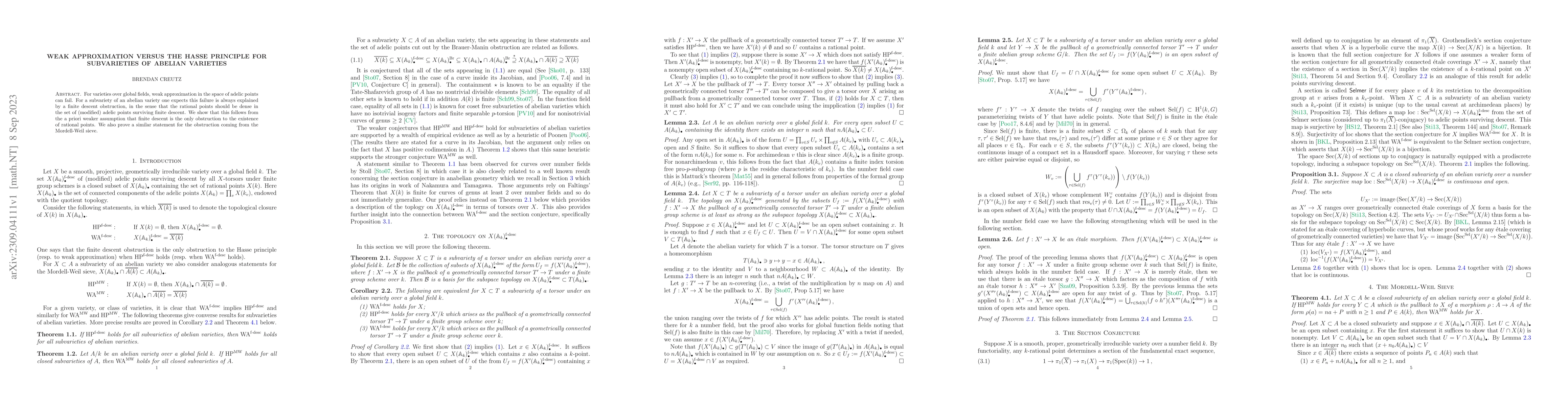 Thumbnail for Weak approximation versus the Hasse principle for subvarieties of
  abelian varieties