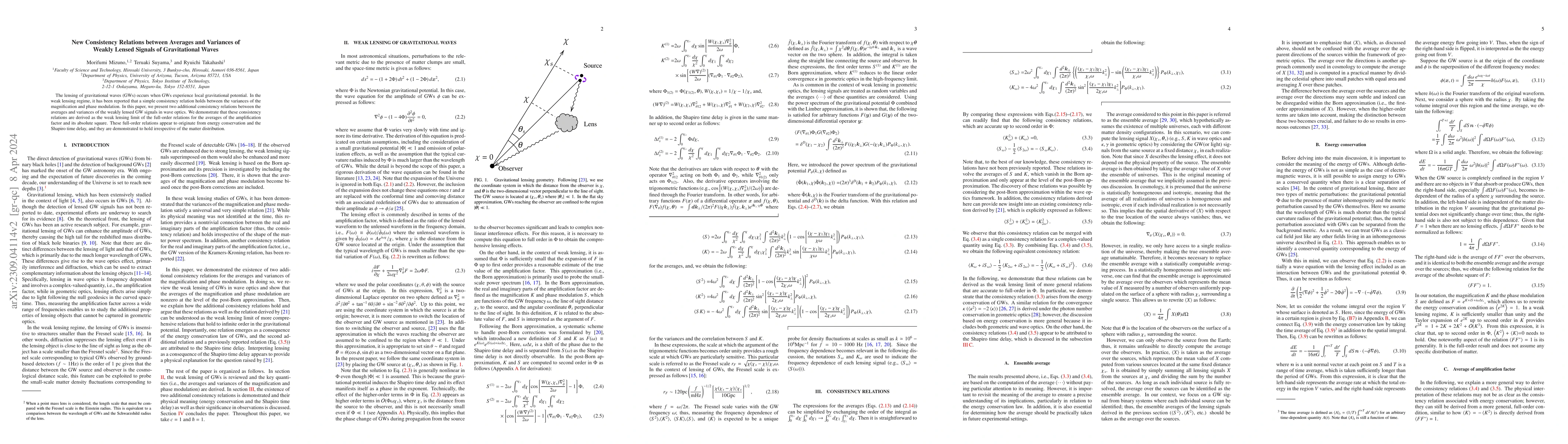 Thumbnail for New Consistency Relations between Averages and Variances of Weakly
  Lensed Signals of Gravitational Waves